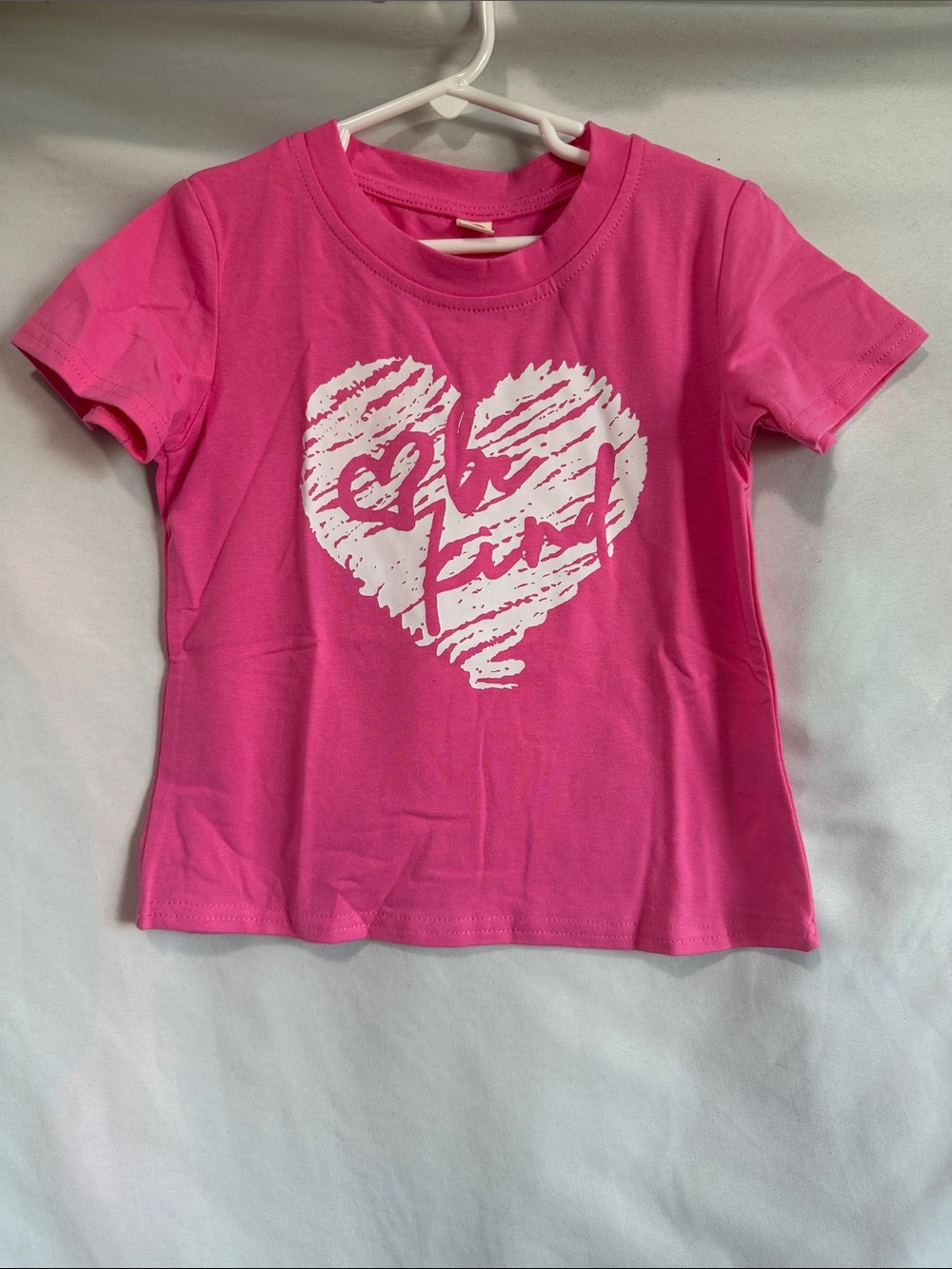 Girls Hot Pink Heart Graphic Tee - Unbranded